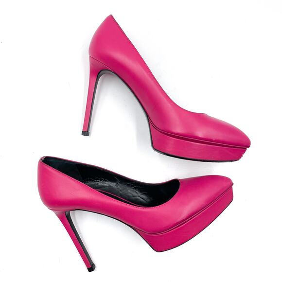 Saint Laurent Janis Pumps Hot Pink Heels Platform‎ Pointed Toe Sz 36 / 6 - Picture 6 of 12